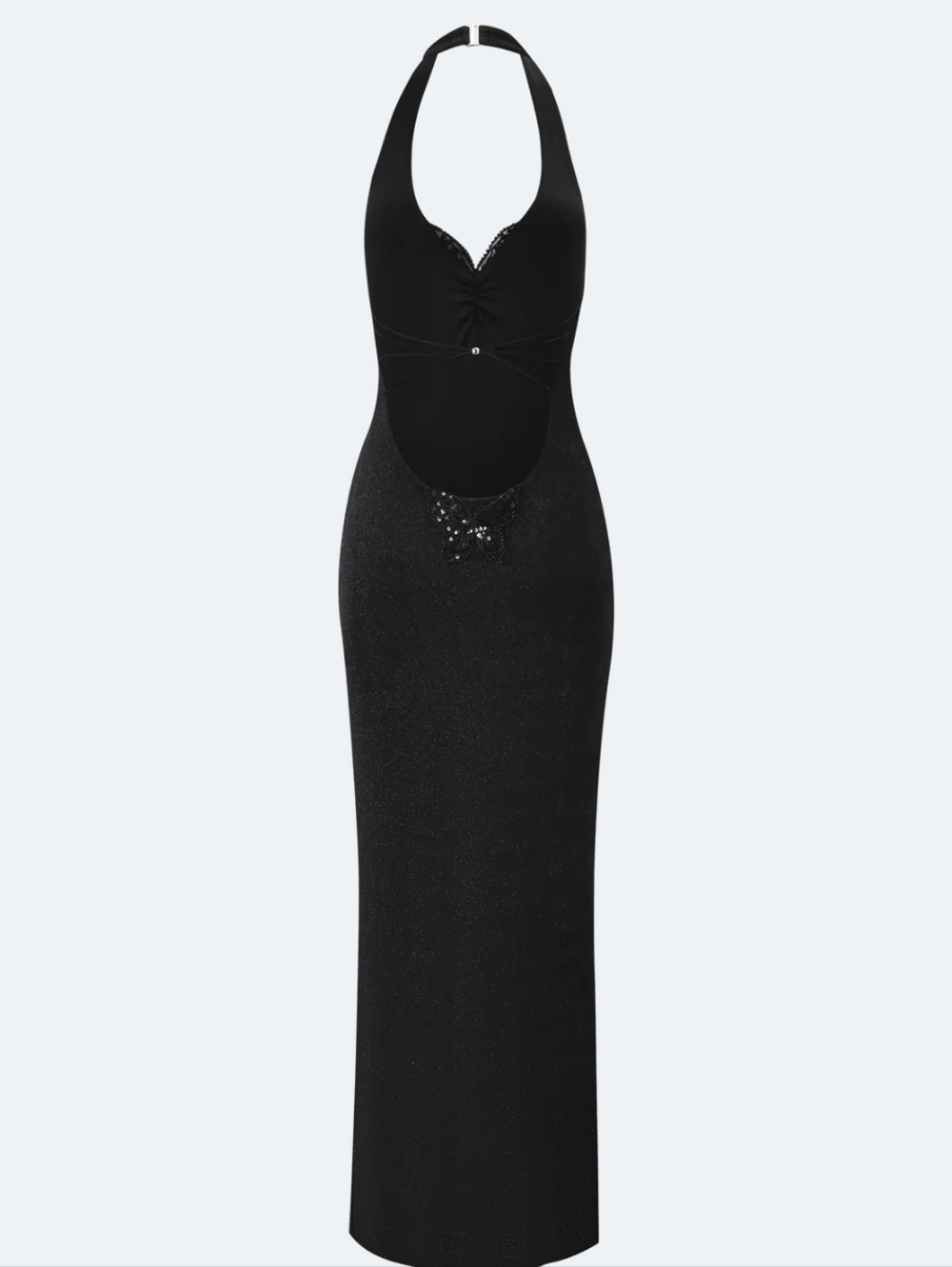 TIGER MIST ASTORIA Black Open-Back Halter Evening Dress with Butterfly Detail S - Picture 6 of 16